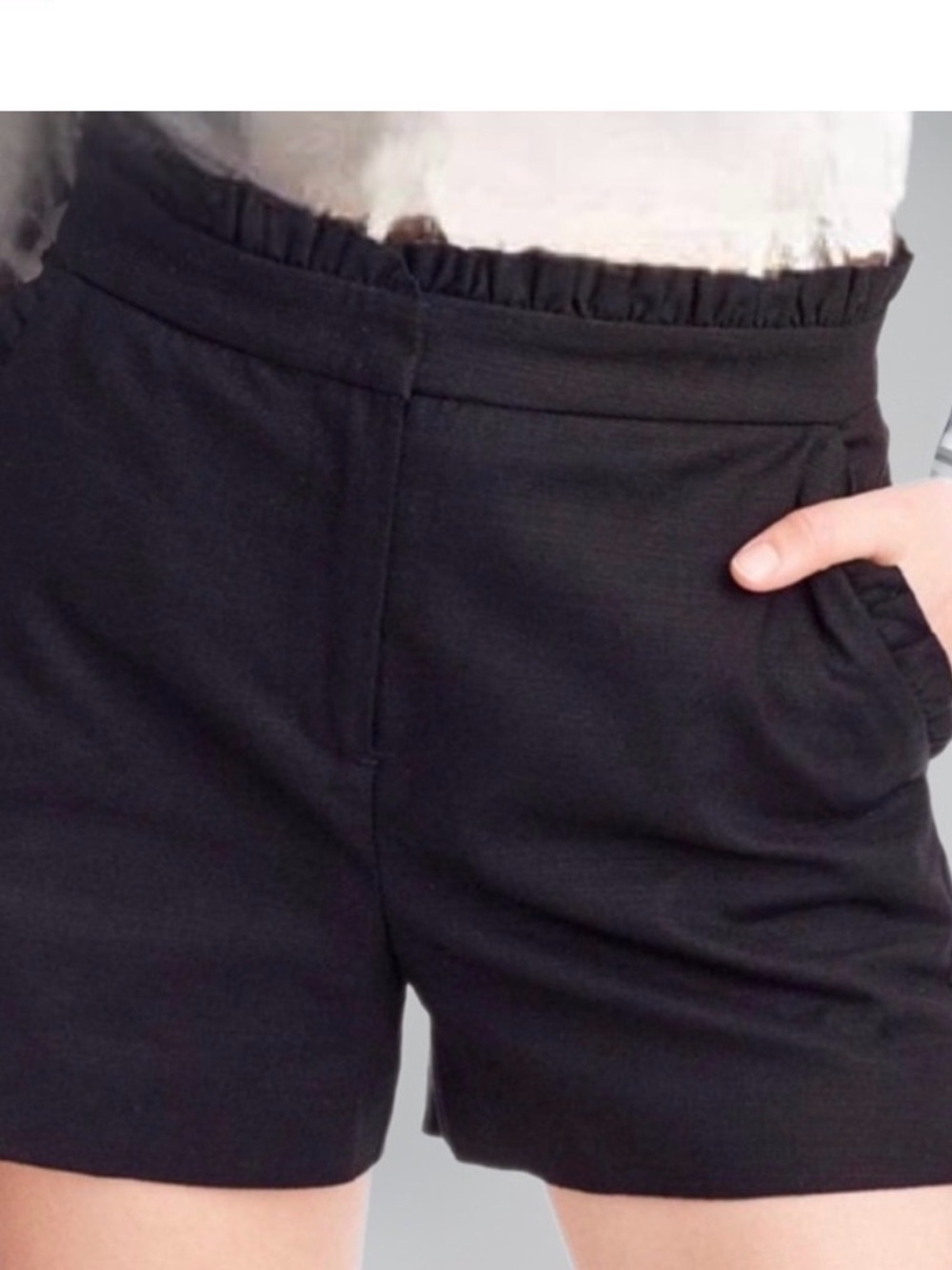 J. Crew High-Rise Black Ruffle Shorts 00